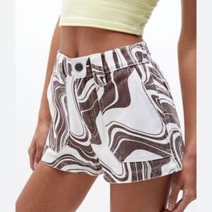 PACSUN Mocha Women's Swirl Elastic Waisted Carpenter Short size S